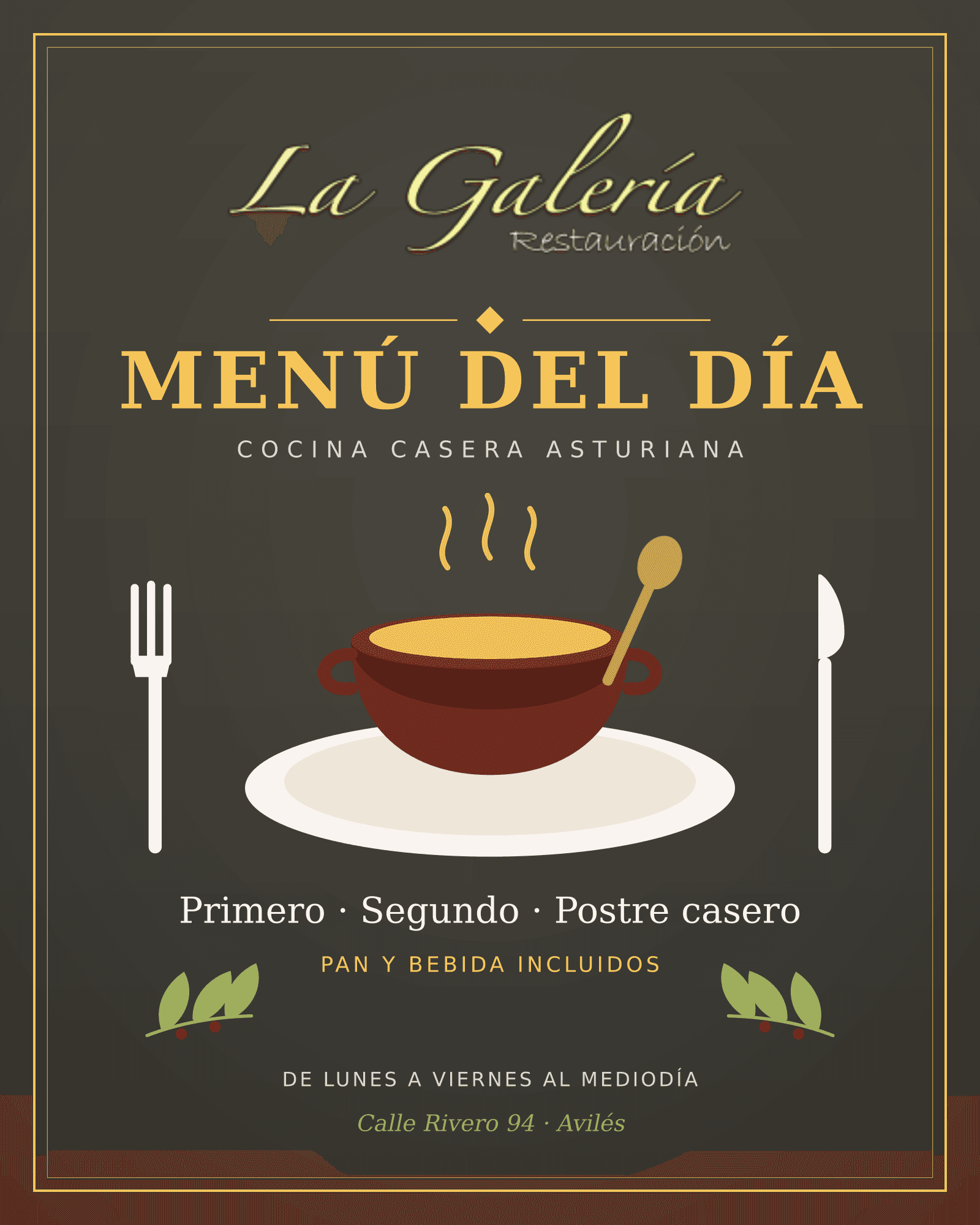 Menú del día de La Galería - Jueves 20
